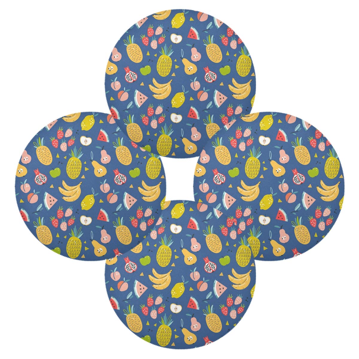 Tropical Pineapple Placemats Set of 6 - 15.4 Inch Waterproof Dining Table Mats for Kitchen, Holiday Decor & Home Decoration - Non-Slip Washable Table Mats for Parties, BBQ, Picnics & Everyday Use