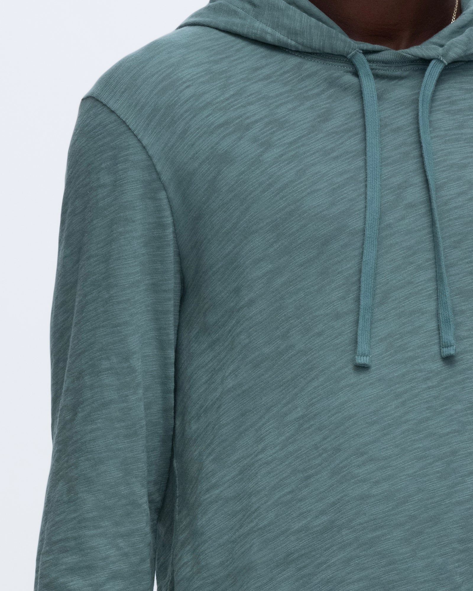 Slub Jersey Long Sleeve Destroyed Hoodie - Spring Eucalyptus Green Oversized Sweatshirt for Women | Casual Streetwear, Loungewear & Cozy Fall Outfit
