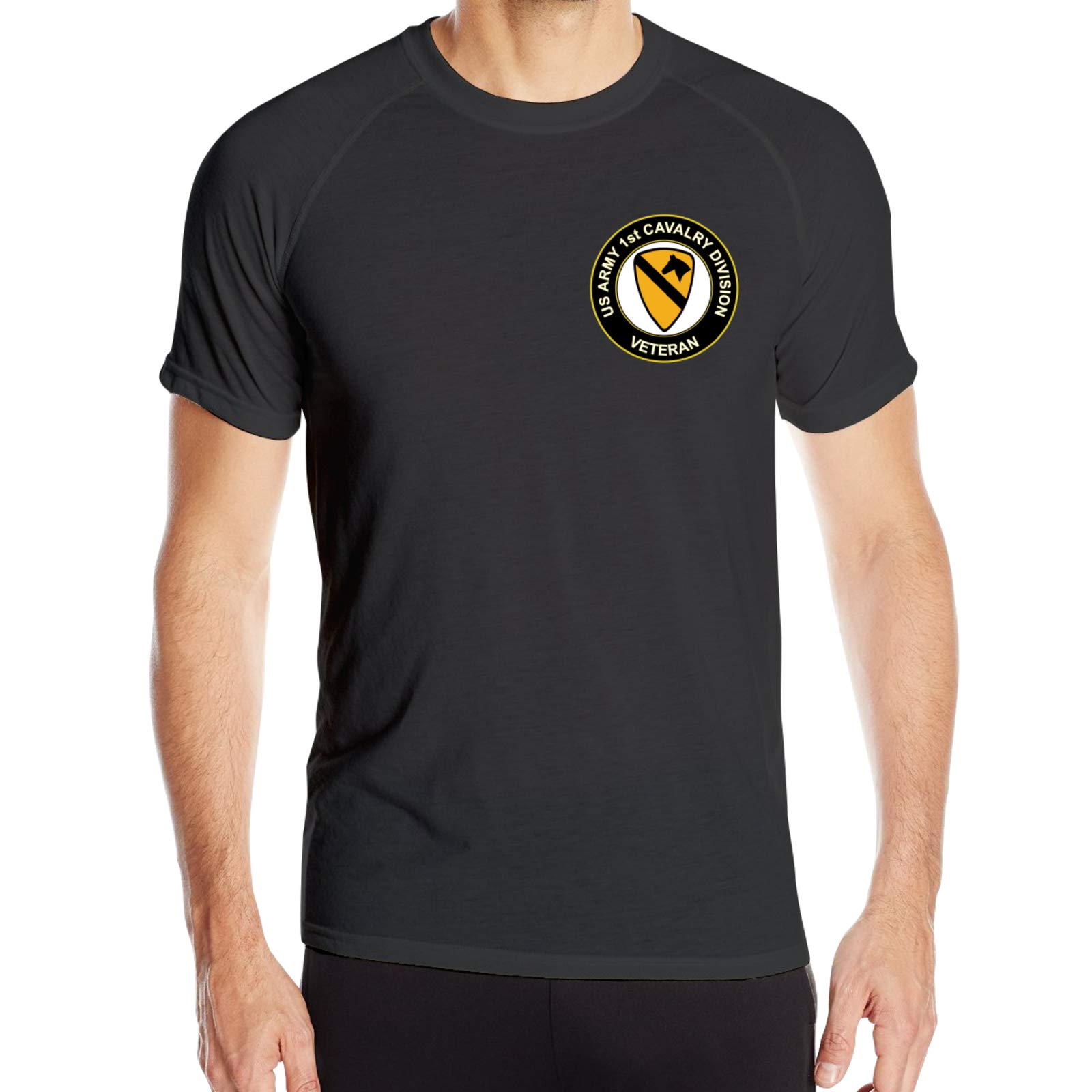 US Army Veteran 1st Cavalry Division Men's Quick-Dry Athletic Fit Moisture Wicking T-Shirt - Gym Workout, Running, Yoga & Outdoor Activities