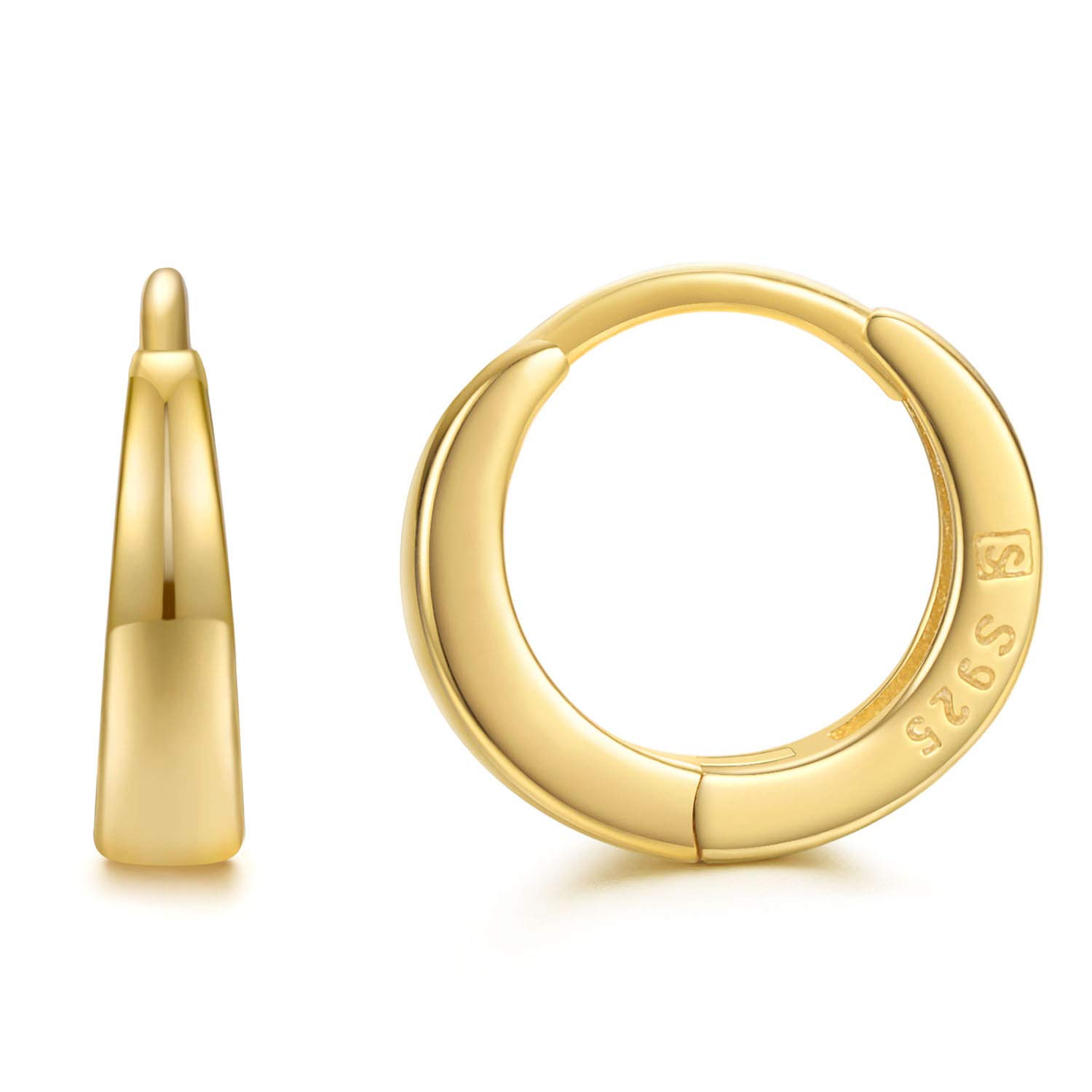 18K Gold Croissant Hoop Earrings for Women - Twisted Round Chunky Hoops in 925 Sterling Silver | Elegant Everyday & Party Jewelry Accessories