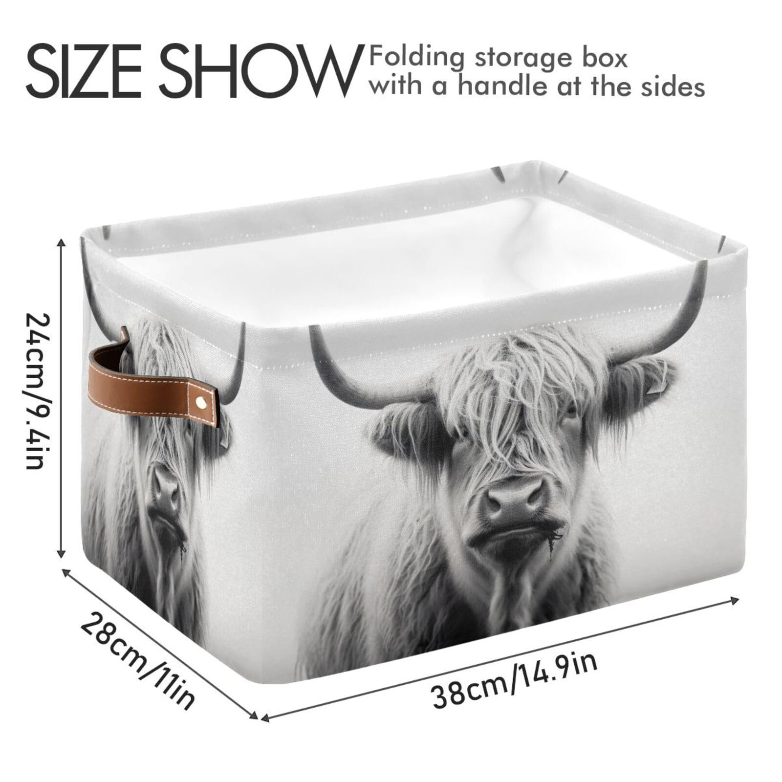 Highland Cow Storage Baskets 2-Pack - Woven Closet Organizer Bins for Shelves, Bedroom & Nursery | Farmhouse Home Decor Storage Solutions for Toys, Blankets & Laundry