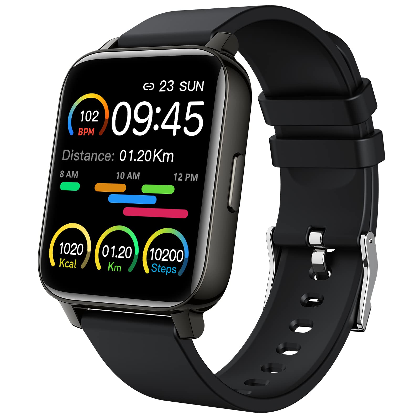 1.69 Inch Smart Watch with Heart Rate & Sleep Monitor - Fitness Tracker with Blood Oxygen, Calorie & Step Counter, IP67 Waterproof Activity Watch for Men - Perfect for Running, Gym & Daily Health Tracking