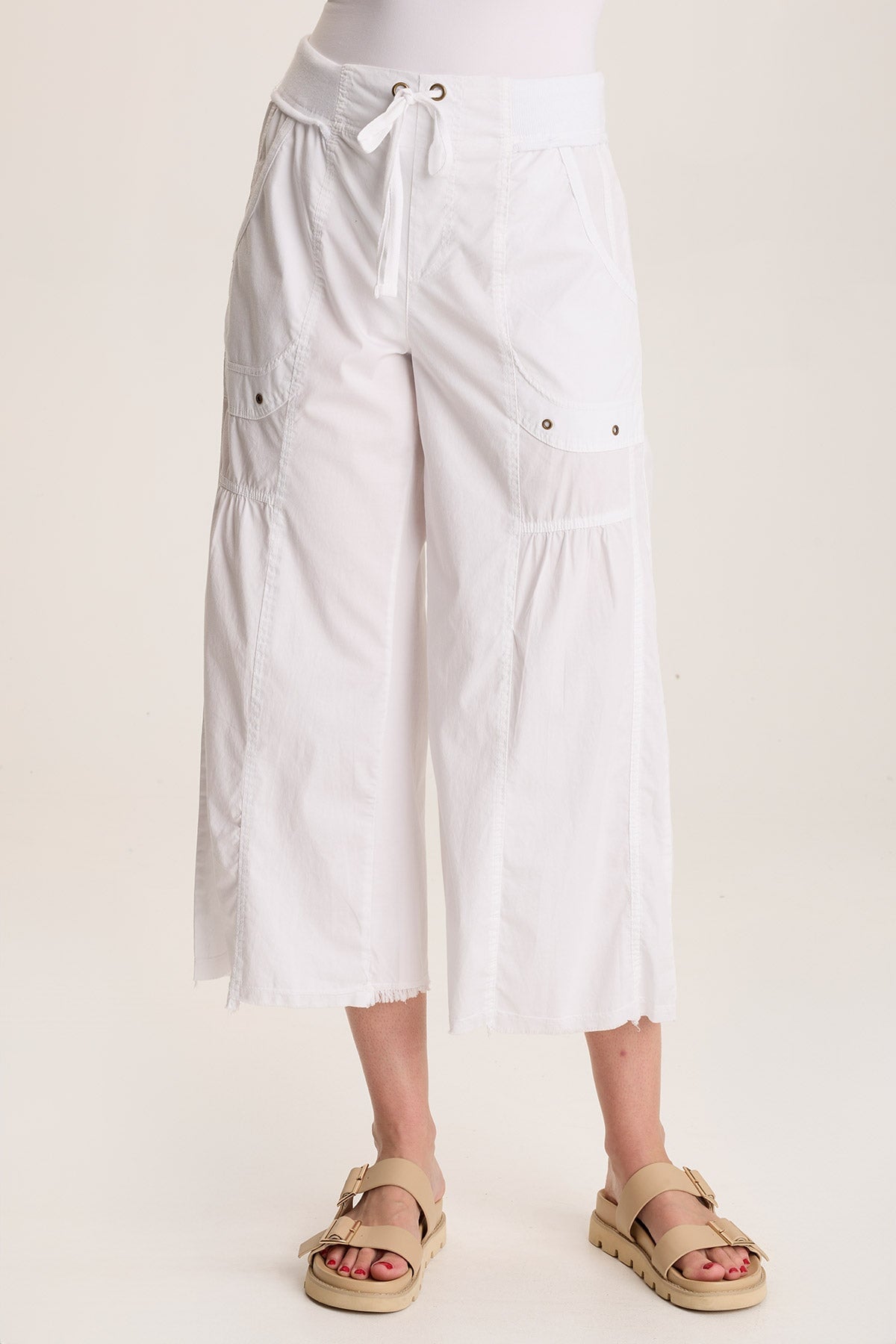 Seaver Women's Poplin Wide Leg Crop Pants - Comfortable High Waist Casual Trousers for Summer, Office, and Travel