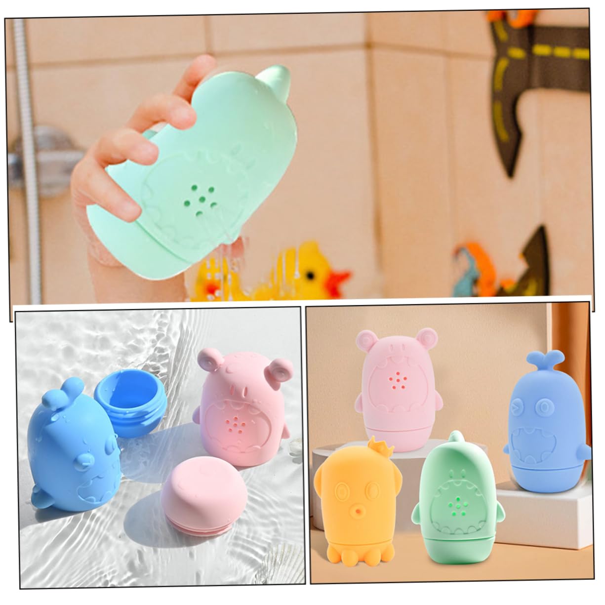 4pcs Cute Animal Bath Toys for Toddlers - Fun Bathtub Toys Set for Kids, Baby Bath Time Play & Learning, Waterproof Floating Toys for Bathtub, Pool, Beach & Outdoor Water Play