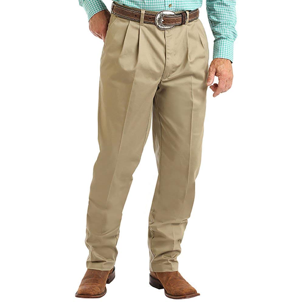 Wrangler Men's Pleated Front Casual Pants - Comfortable & Stylish for Work, Travel & Everyday Wear | Relaxed Fit Khaki Trousers