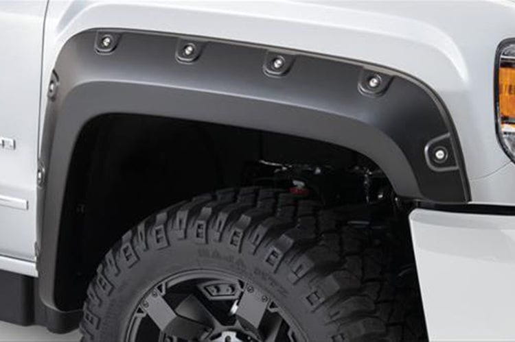 Bushwacker 40968 02 GMC Sierra 2500HD/3500HD 4PC Pocket Style Boss Fender Flares (2015-2019) - Heavy Duty Truck Accessories for Off-Road Protection & Style Enhancement
