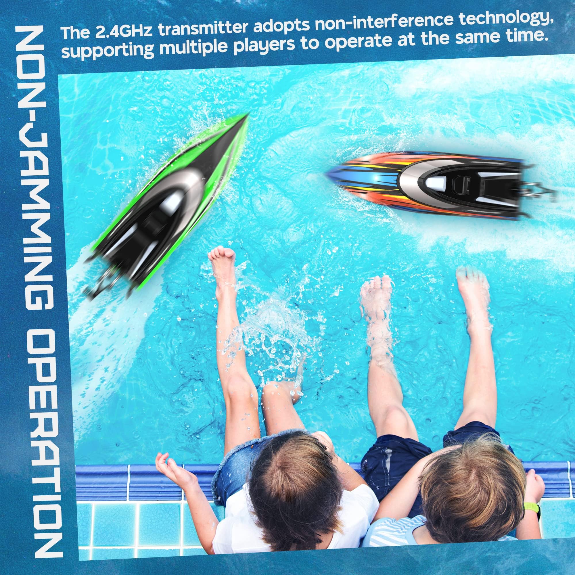 ALPHAREV R308 High-Speed Remote Control Boat - 32+ KPH Fast RC Racing Boat for Pools & Lakes, Self-Righting, 2.4Ghz, Portable Suitcase, One Key Demo - Perfect Water Toy & Birthday Gift for Boys, Girls, Adults - Great for Outdoor Play, Family Fun & Summer Activities
