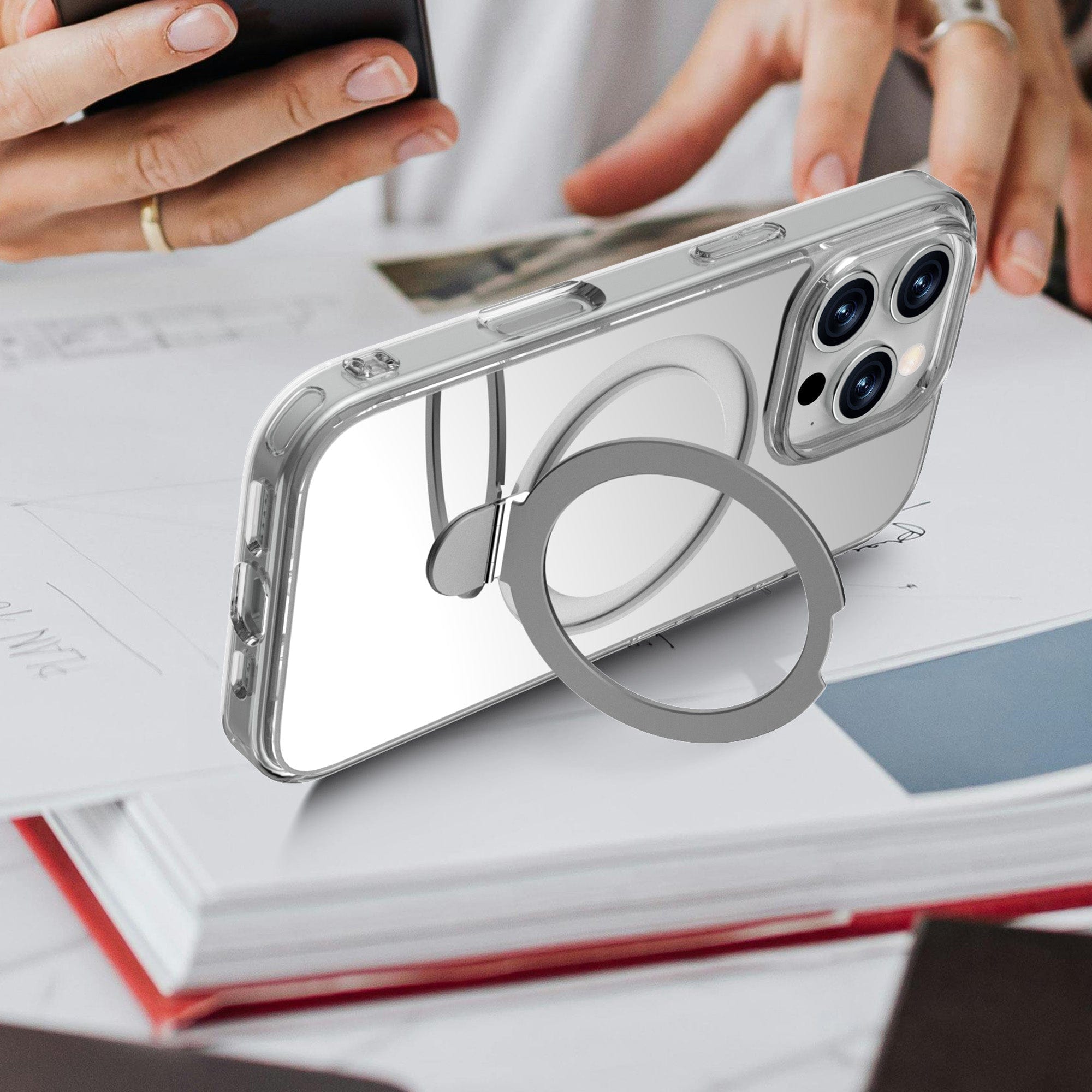 Raptic Air Stand Mirror Msafe iPhone 16 Case - Shockproof & Protective Cover for iPhone 16 - Perfect for Travel, Work, and Everyday Use