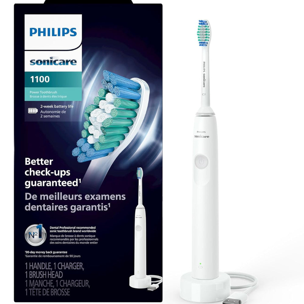 PHILIPS HX3641/02 1100 Series Sonic Electric Toothbrush - Rechargeable, 31,000 VPM for Deep Cleaning, Whitening Teeth & Gum Care - Perfect for Travel & Daily Oral Hygiene Routine