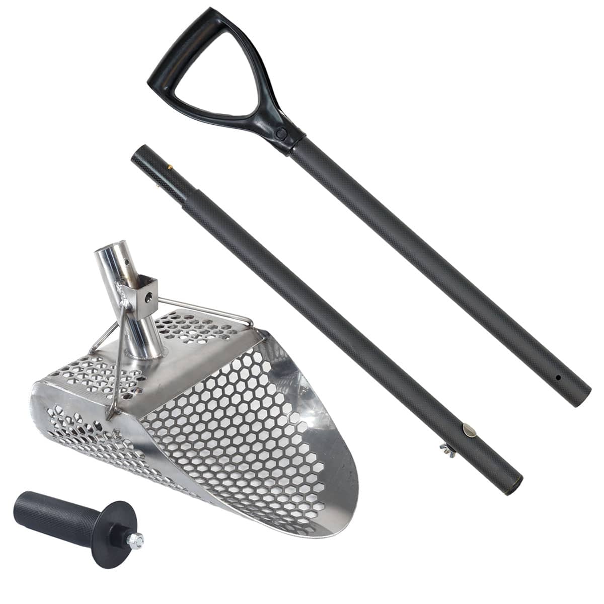Dune Scoops Hydra 11 x 8 Inch Stainless Steel Metal Detector Sand Scoop with 2 Mounting Options - Perfect for Beach Treasure Hunting & Gold Prospecting