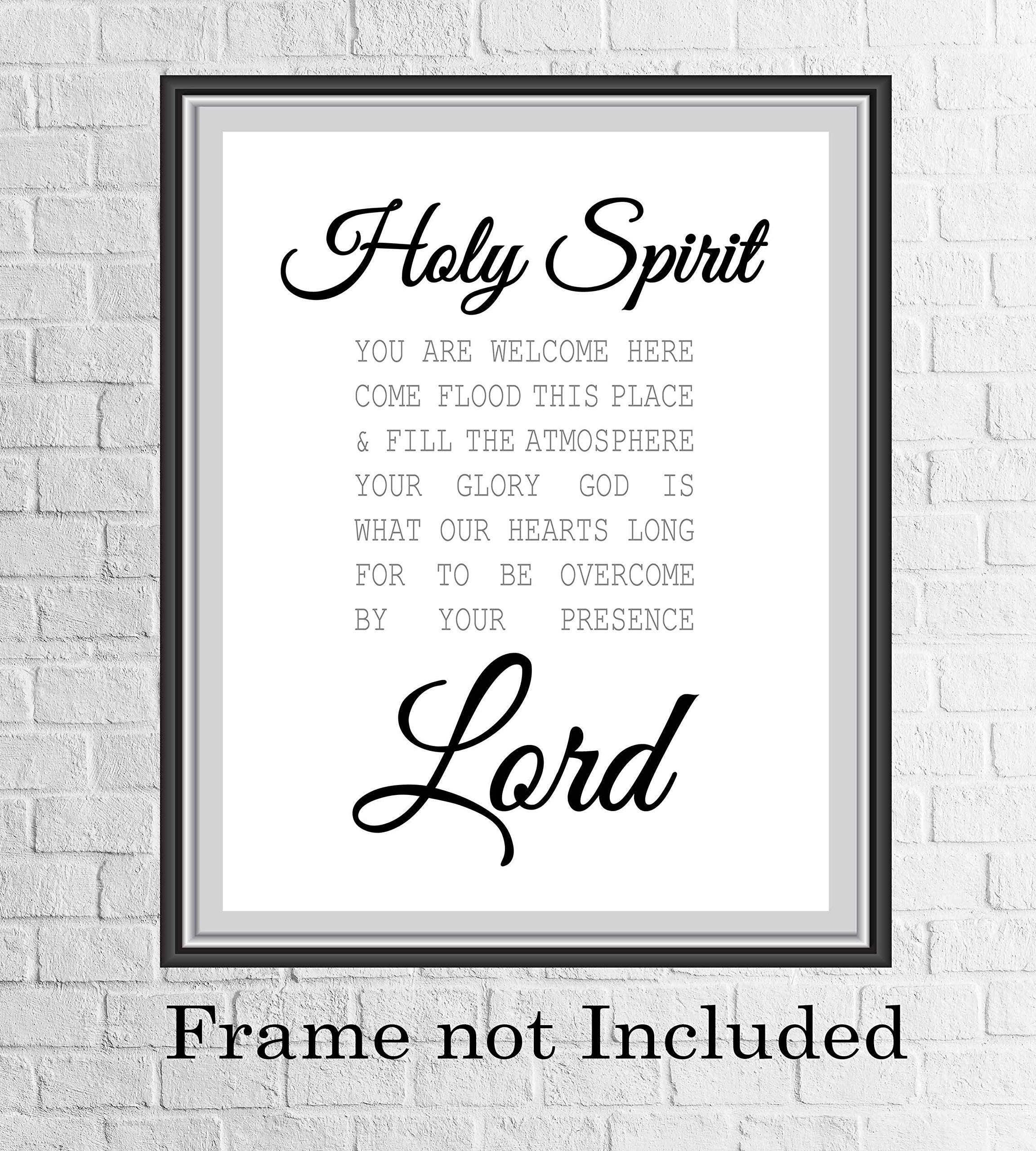 Holy Spirit You Are Welcome Here Bible Verse Wall Art - Inspirational Christian Home Decor for Living Room & Office - Elegant Unframed Scripture Print (8x10) - Perfect for Prayer Spaces & Faith-Based Gifts