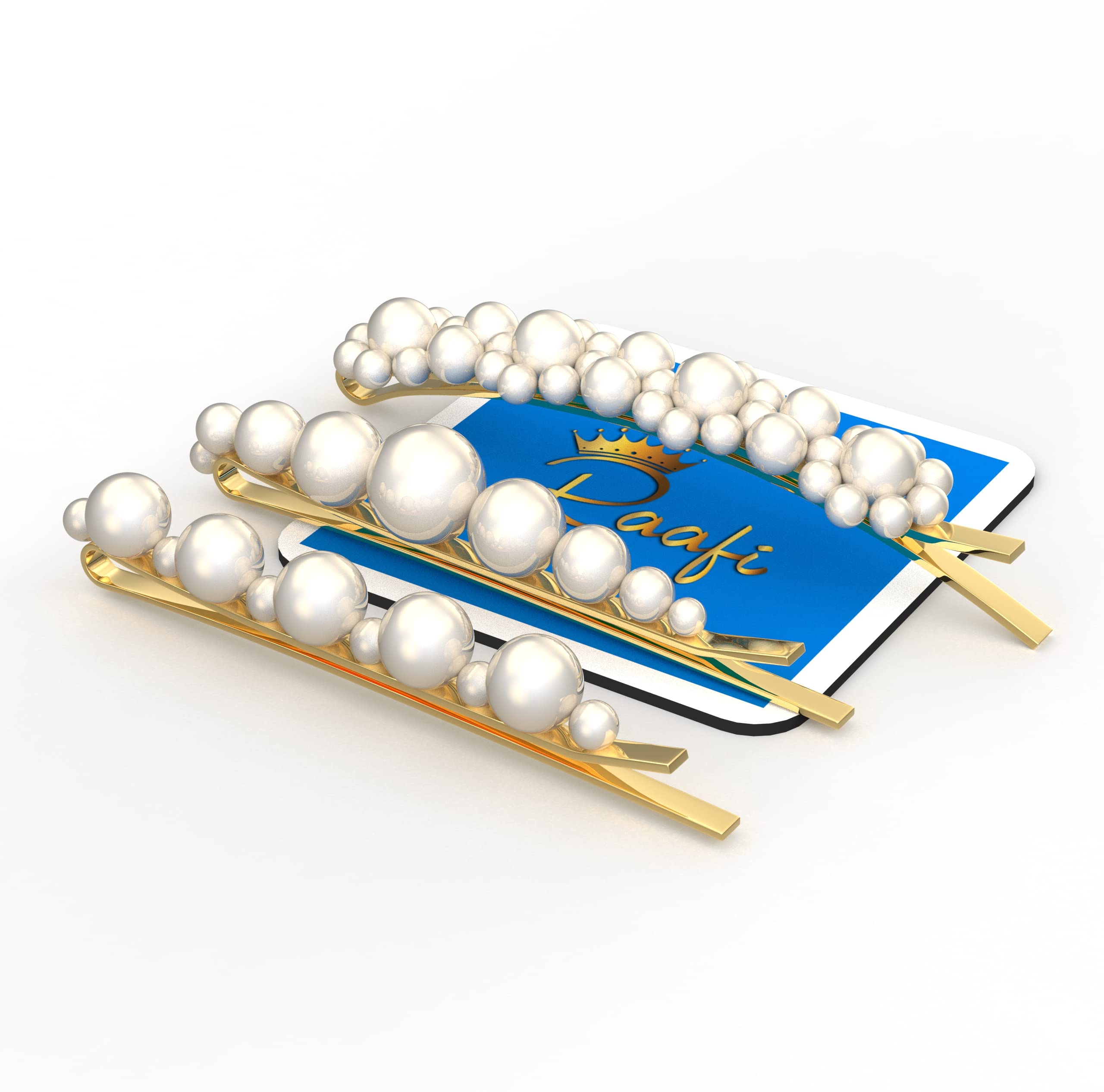 Raafi Pearls Hair Pins for Women & Girls - Elegant Pearl Hair Clips (Pack of 3) - Perfect for Weddings, Parties & Everyday Hairstyles