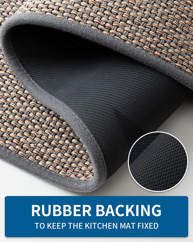 Non-Slip Washable Kitchen Runner Rug - Absorbent Anti-Fatigue Floor Mat for Sink Area, Cooking Station & High-Traffic Zones (Grey, 20x70 Inches) - Perfect for Kitchens, Laundry Rooms & Entryways