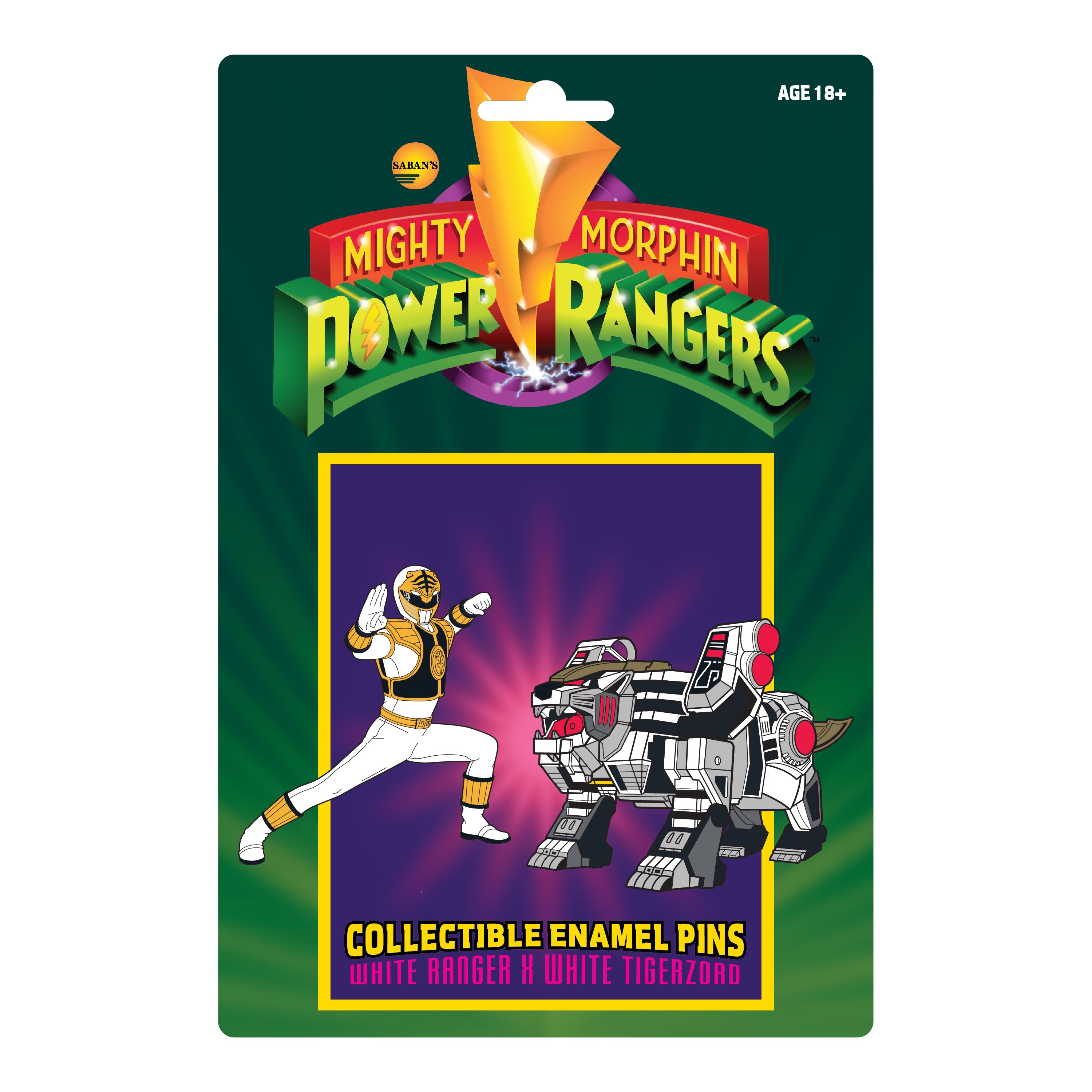 Power Rangers White Ranger & White Tigerzord Collectible Pin Set - Limited Edition Enamel Pins for Fans, Cosplay & Backpack Accessories - Perfect for Conventions, Gifts & Merchandise Displays