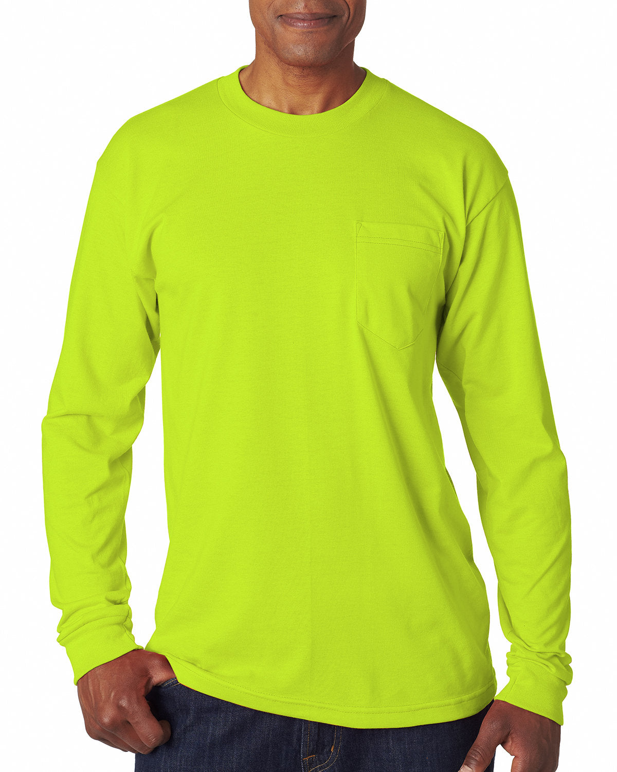 Bayside BA1730 Men's Long Sleeve Pocket T-Shirt - Comfortable Casual Wear for Work, Outdoor & Everyday Use