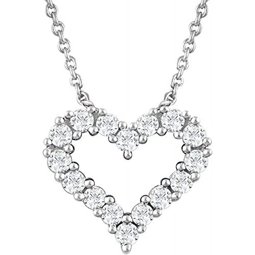 14K Rose Gold 1/4 CTW Diamond Heart Pendant Necklace - 18