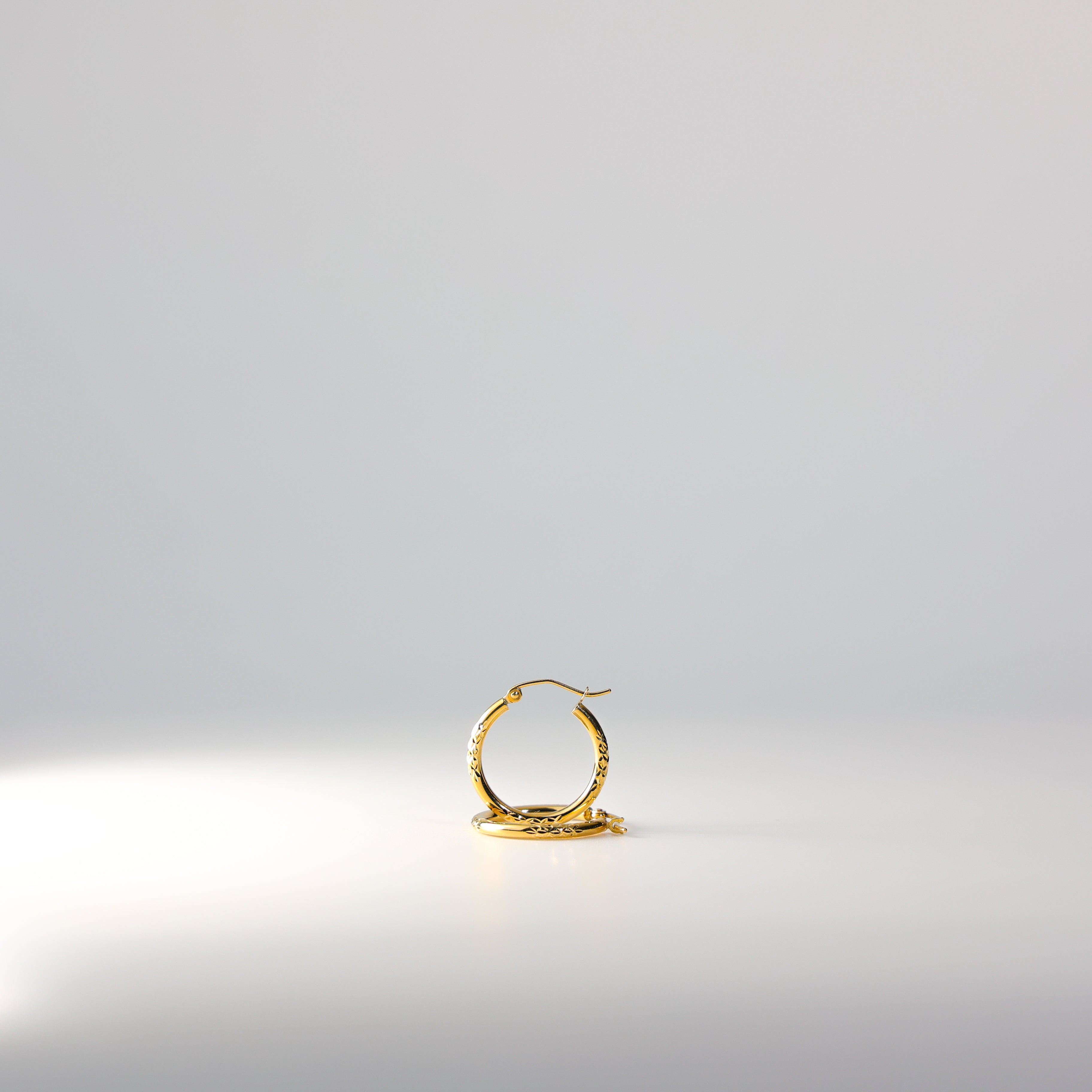 18K Gold Diamond Cut Huggie Hoop Earrings 20MM Wide - Elegant Everyday Hoops for Women | Perfect for Work, Date Night & Special Occasions | Model 973