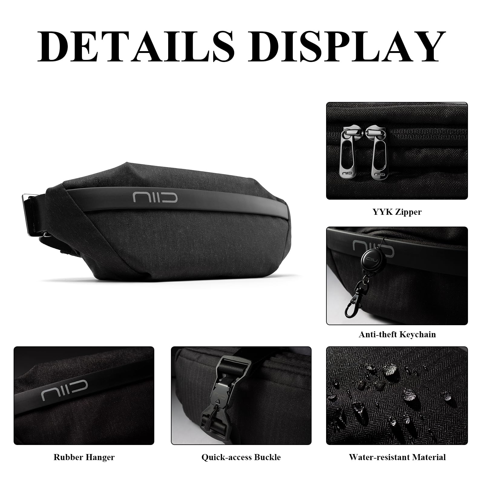 NIID Men's Sling Bag Crossbody - 4.5L Water-Resistant Lightweight Chest Shoulder Fanny Pack for Everyday Carry | Perfect for Tactical Use, Travel, Work & Outdoor Activities