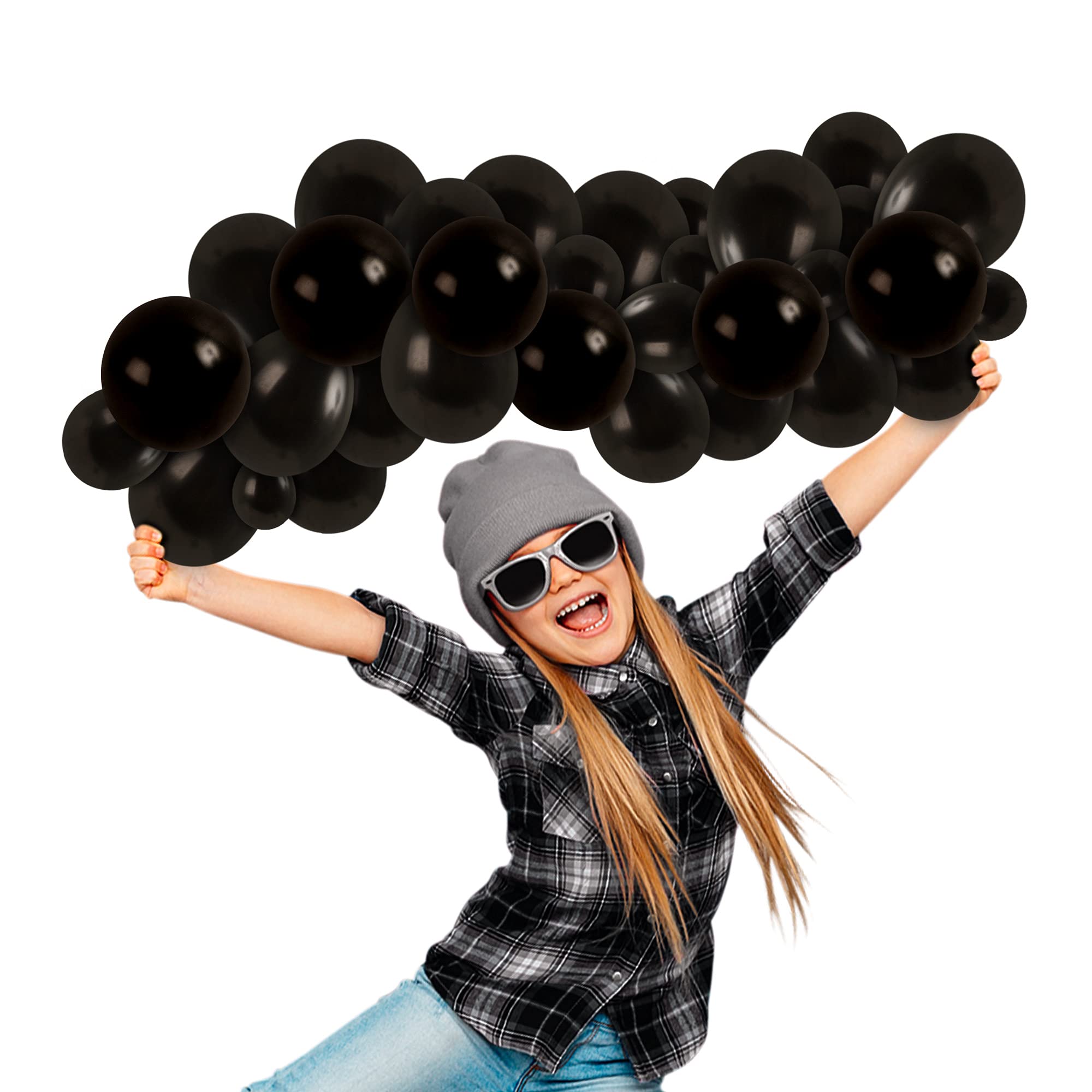 100-Pack 5-Inch Metallic Black Balloons - Premium Shiny Opaque Latex Mini Balloons for Gender Reveal, Birthday, Halloween Decorations, Graduation Party Supplies - Perfect for Indoor & Outdoor Celebrations
