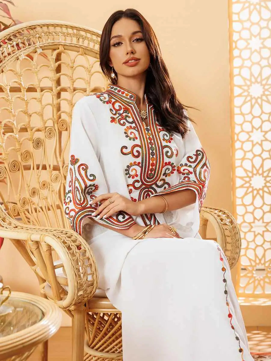 Elegant Arab Rope Embroidery Eid Caftan Kaftan Dress for Women - Perfect for Eid Celebrations, Weddings & Special Occasions