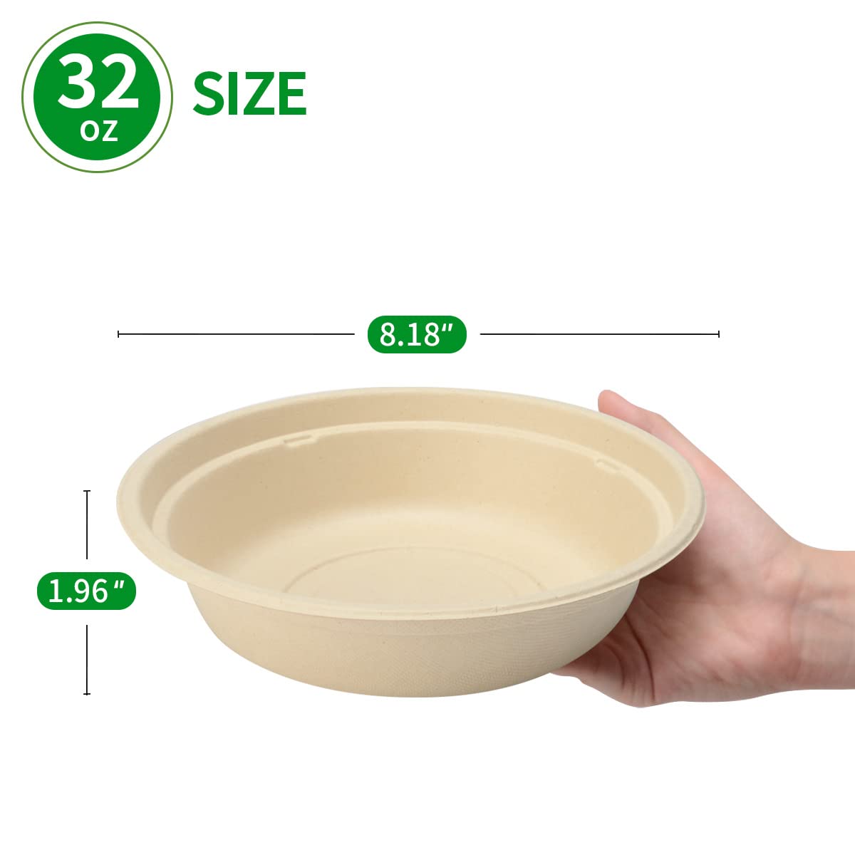 Bloomoon 100-Pack 32 oz Large Disposable Paper Bowls - Heavy Duty, Grease Resistant for Salad, Pasta, Burrito, Lunch & Snacks - Perfect for Parties, Catering, Picnics & Outdoor Events