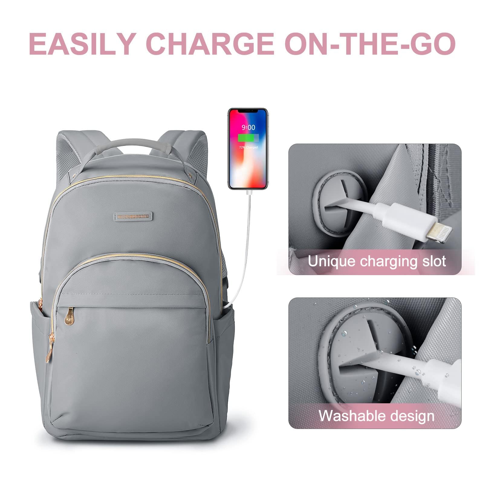 Lightweight Flight Laptop Backpack for Women - 15.6 Inch Business Travel Backpack with USB Charging Port - Perfect for Work, Commuting & Air Travel