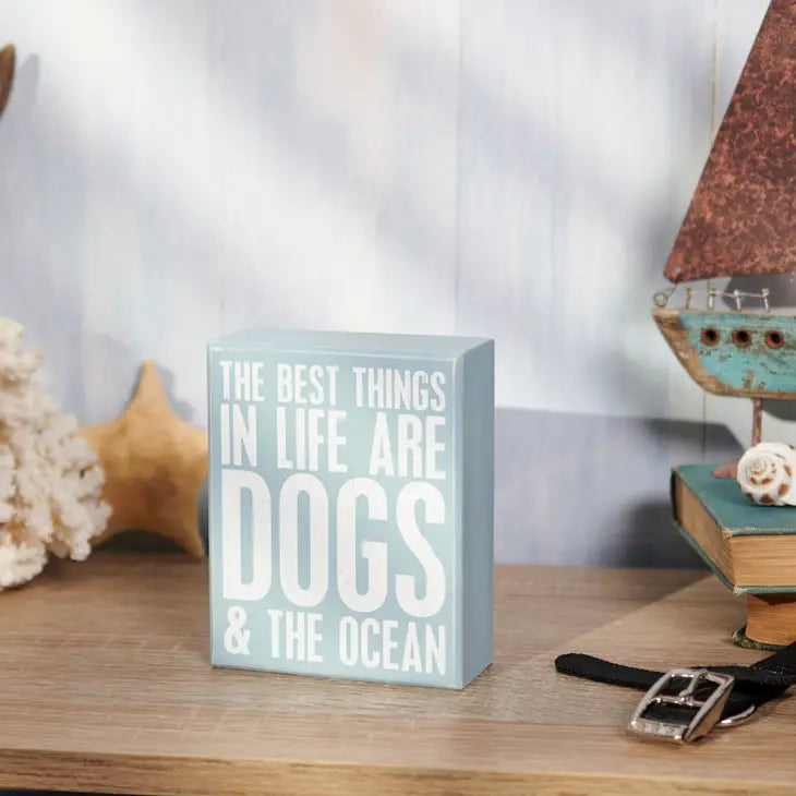Custom Dog & Ocean Themed Wooden Box Sign - Personalized Pet Lover Gift for Home Decor, Beach House, or Dog Owner's Room