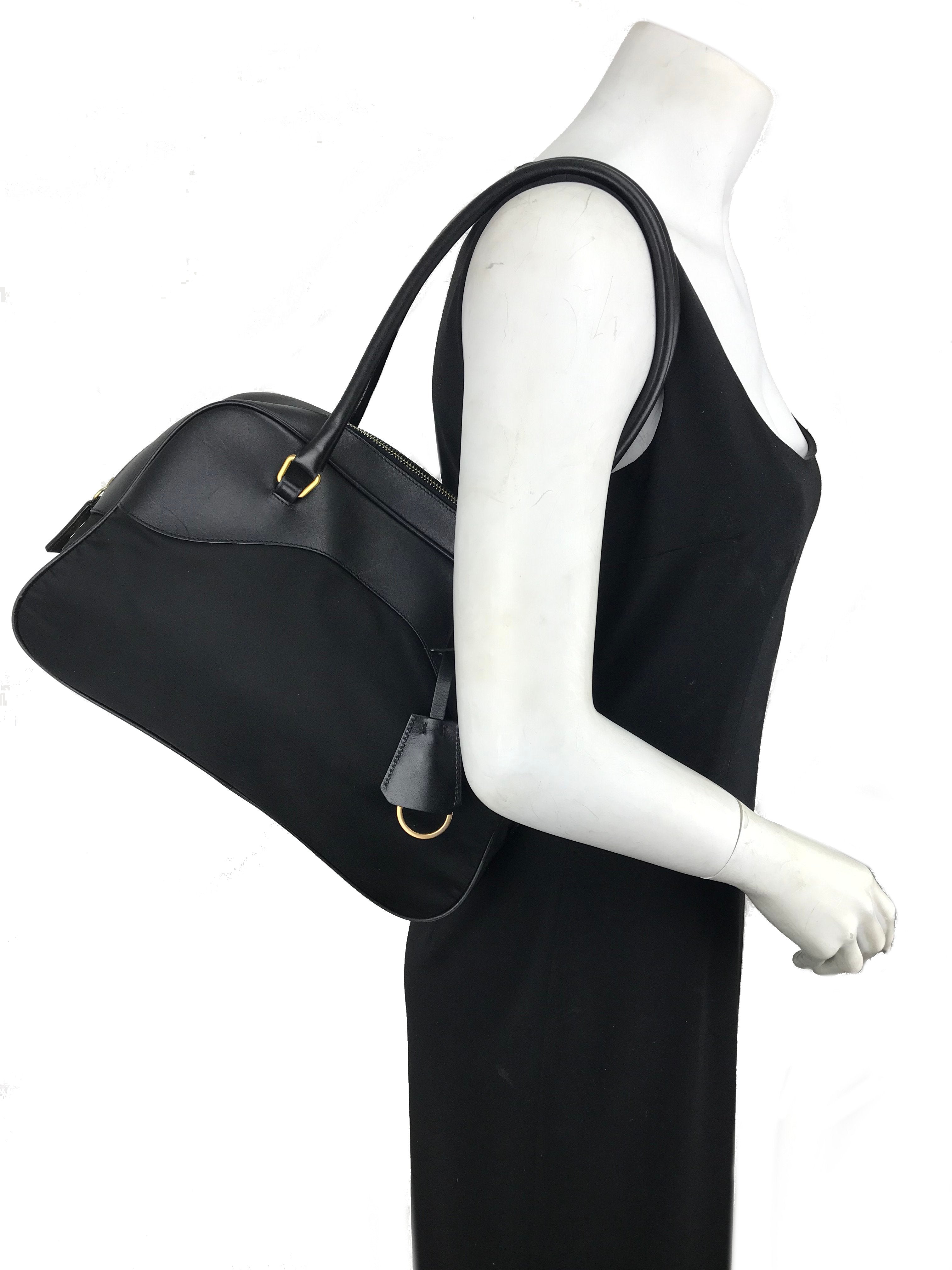 Prada Tessuto Nylon and Leather Satchel Bag for Women | Luxury Designer Handbag | Perfect for Work, Travel & Everyday Use