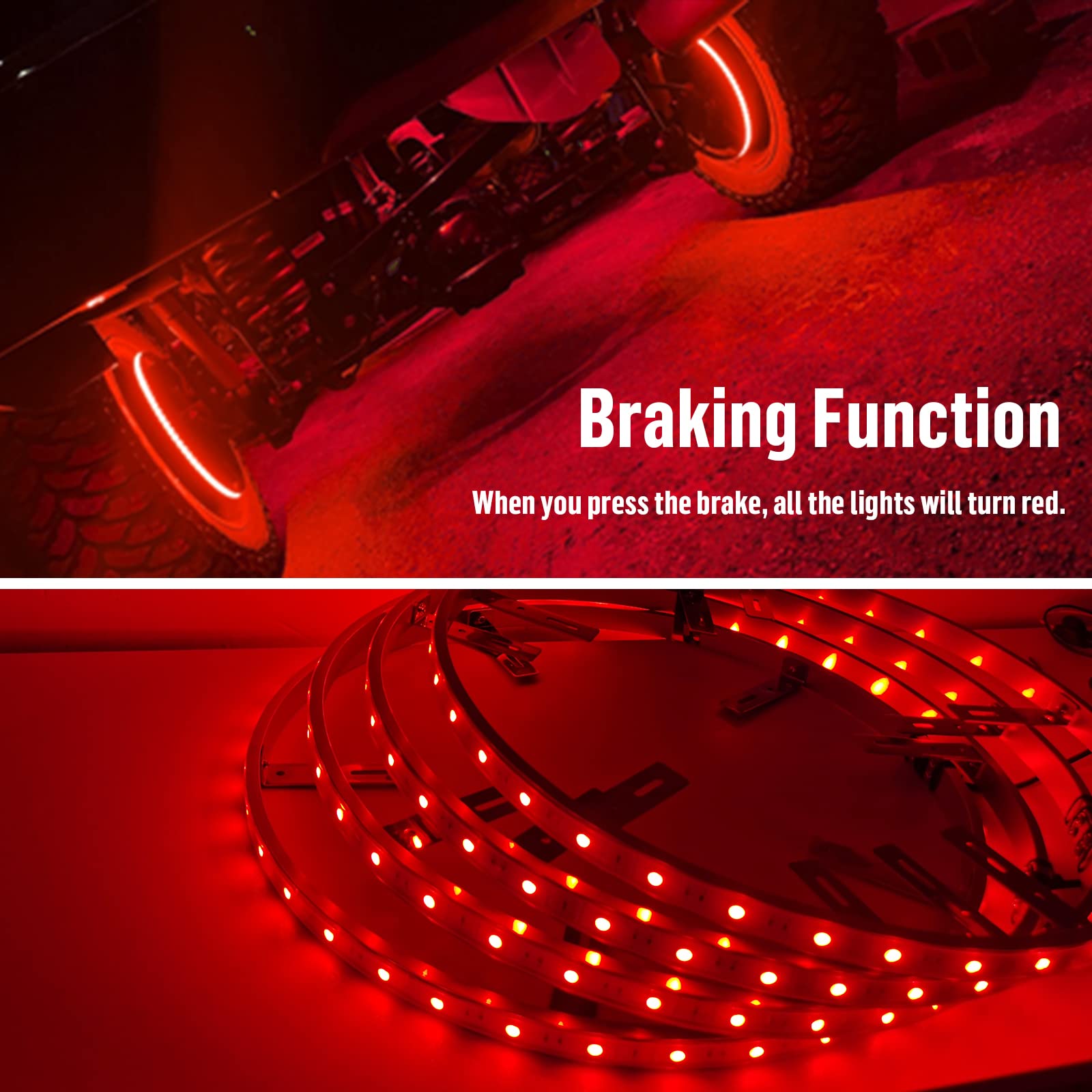 15.5in 144LED RGBW Auto Wheel Ring Lights - Brightest Multi-Color LED Rim Lights with RF Remote & App Control for Trucks & Cars | Enhance Night Driving & Car Shows