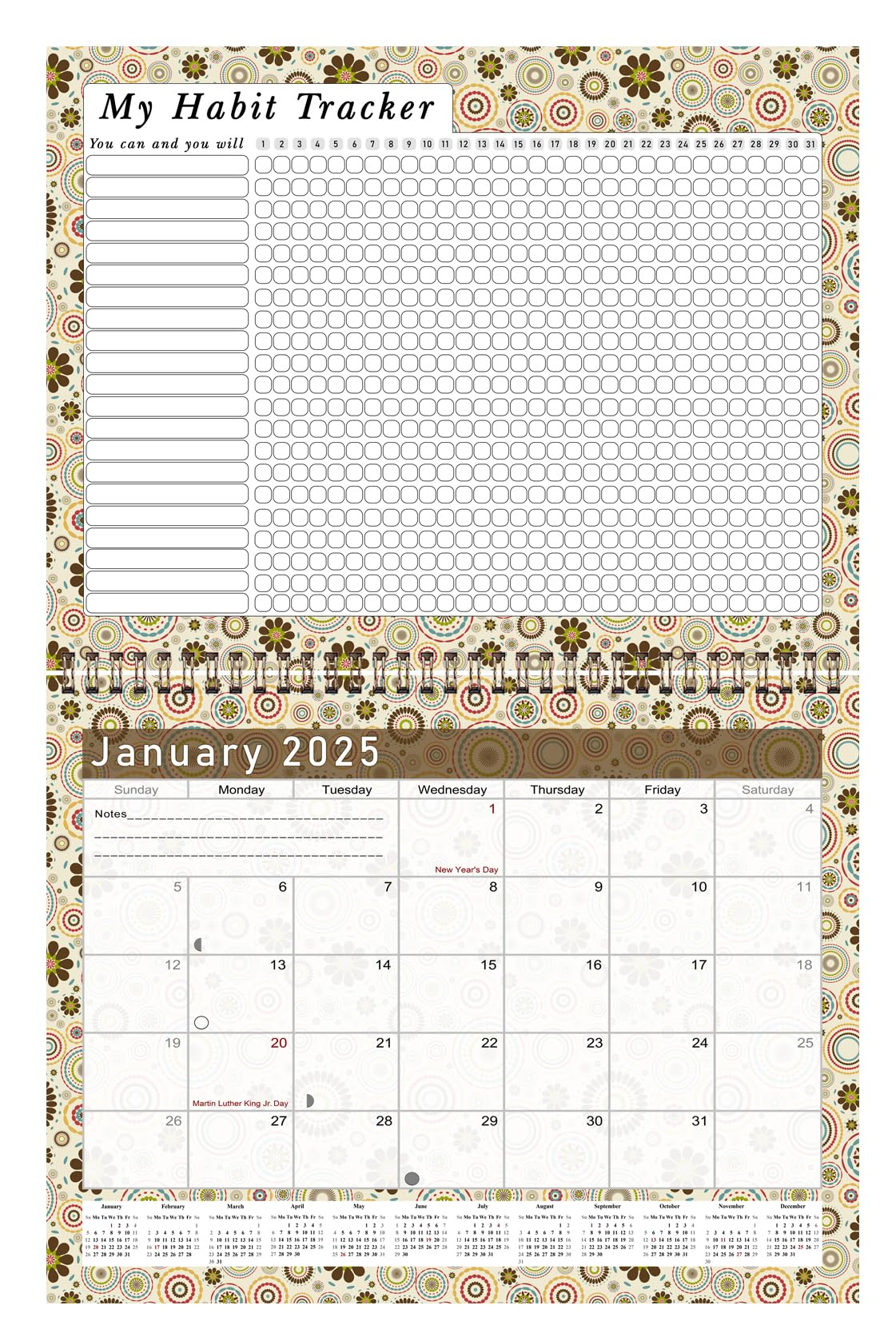 2025 Monthly Desktop & Wall Calendar Planner with Habit Tracker - Motivational Goal Journal for Daily, Weekly & Monthly Planning - Inspirational Productivity Tool (Edition #020) - Perfect for Office, Home & School Organization