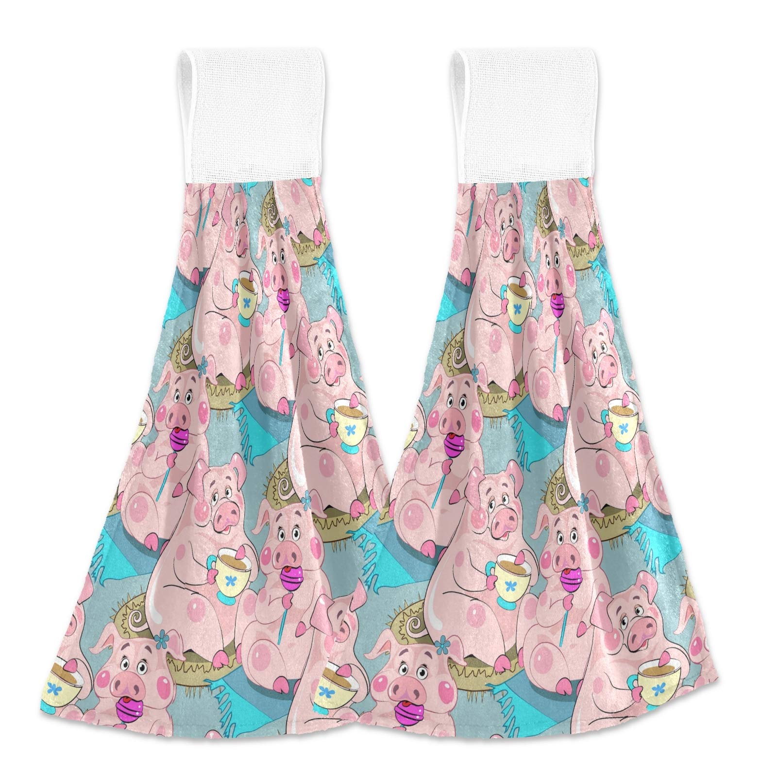 Funny Pig Spring Kitchen Towels - Cute Piggy Hand Towels for Bathroom & Kitchen (12