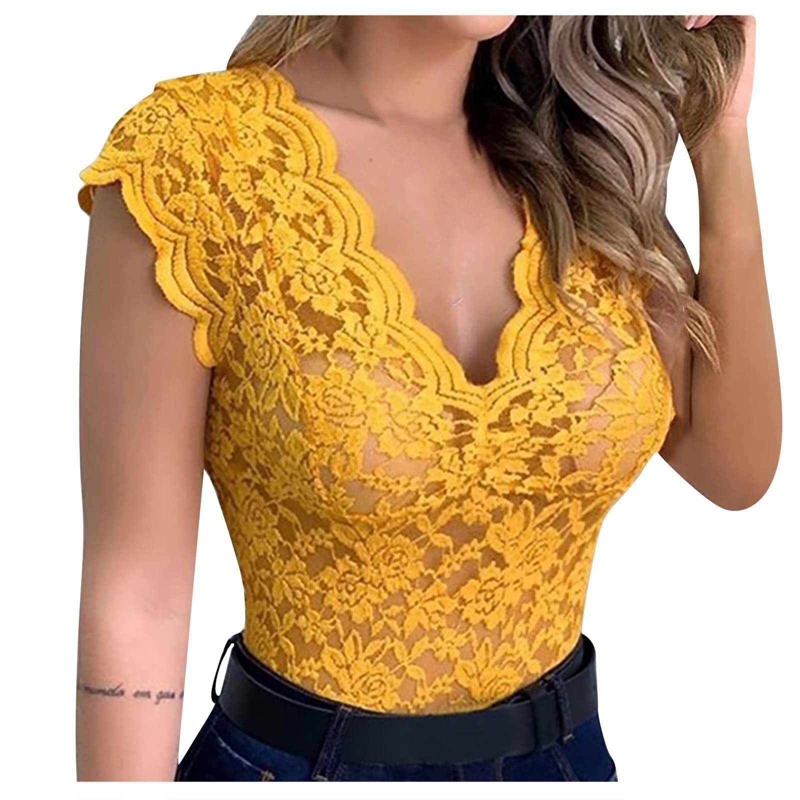 Sexy Lace V-Neck Lingerie Tank Top for Women - Slim Fit Crop Top with Solid Lace Detail - Perfect for Date Night, Boudoir Photography & Romantic Occasions