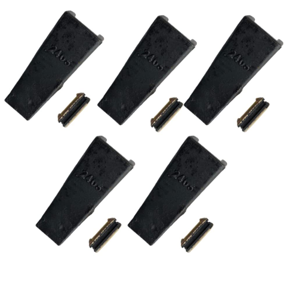 5-Piece Bucket Teeth Set - 24, 240, 2400 Models with 24FP Flex Pins - Heavy Duty Excavator & Loader Replacement Parts for Construction & Mining Equipment