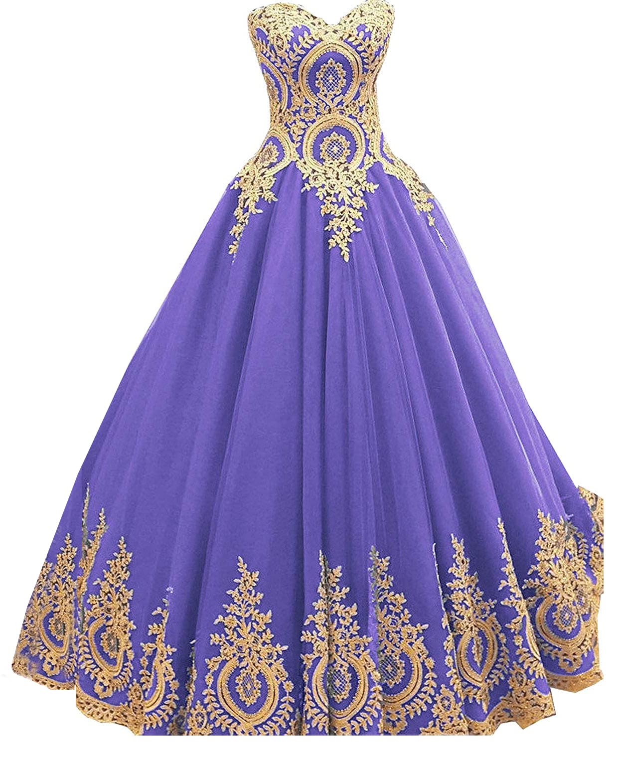 Elegant Gold Lace Applique Quinceanera Dress with Long Sleeves - BD389 Ball Gown for Prom, Sweet 16, Homecoming & Formal Events