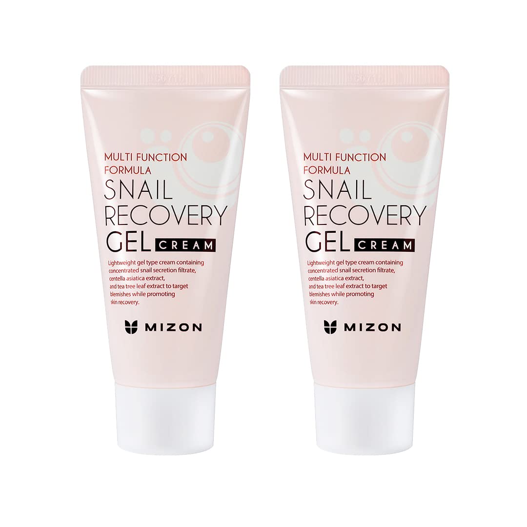 MIZON Snail Recovery Gel Cream Set of 2 - Korean Skincare with Snail Mucin for Fine Lines, Wrinkles & Skin Elasticity - Fragrance-Free Moisturizer (45ml/1.52 fl.oz Each) - Perfect for Daily Hydration & Anti-Aging Routine