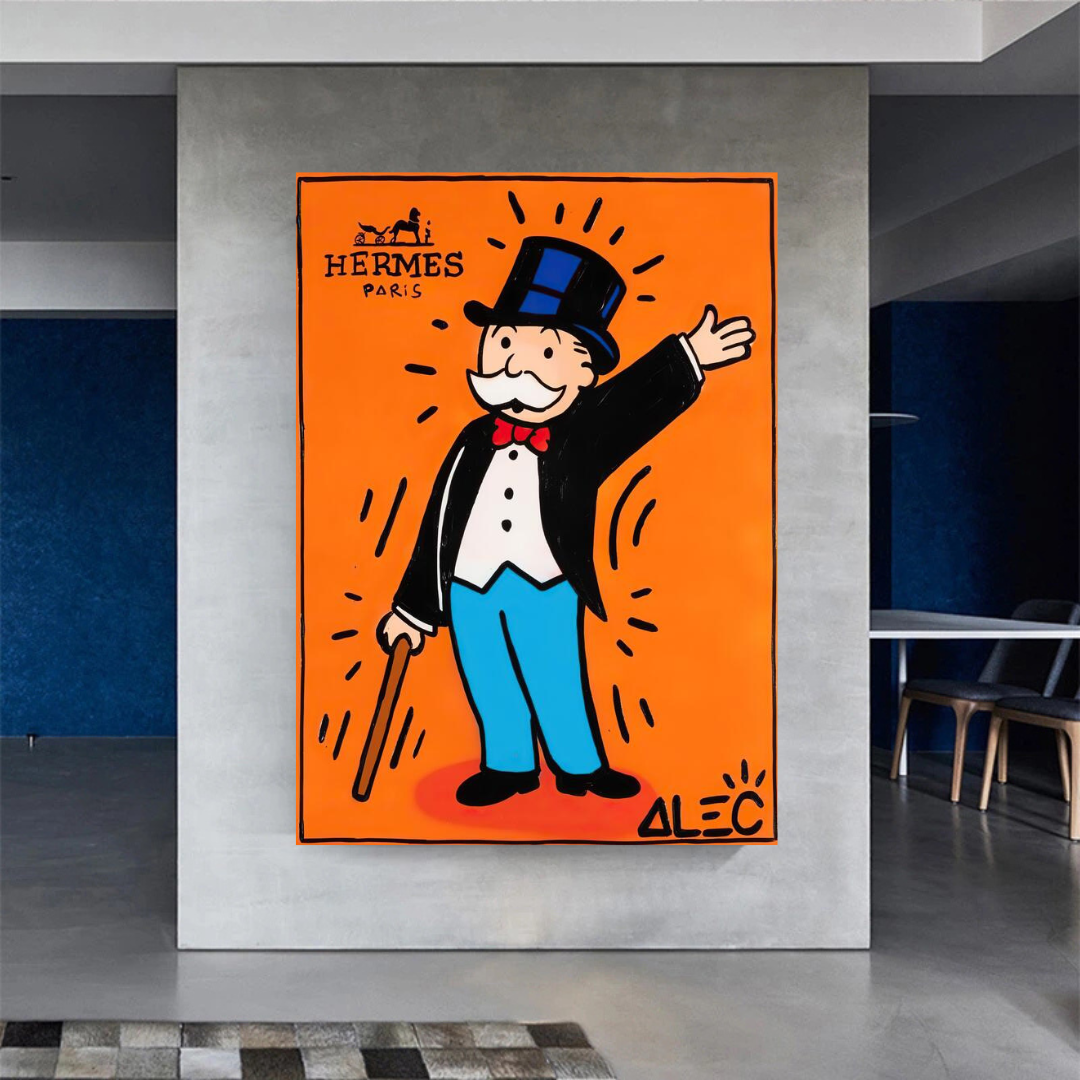 Alec Monopoly Hermes Magician Art Print - Unique Wall Decor for Living Room, Bedroom & Office | Pop Art Canvas Painting for Home & Gift