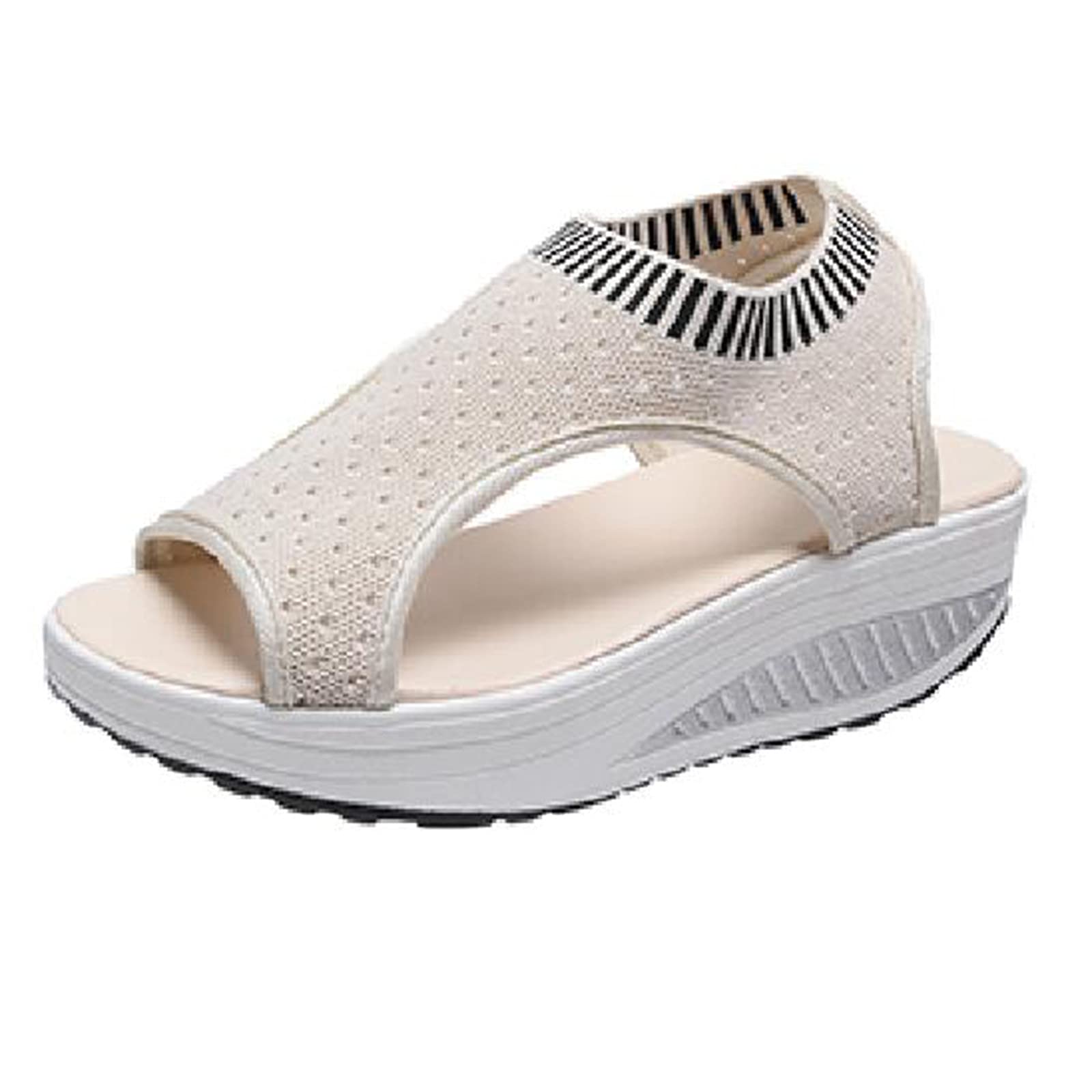 **Women's Summer Wedge Sandals – Orthotic Arch Support, Comfortable Casual Sport Sandals with Cut-Out Cloud Design, Chunky Slip-On Backstrap Peep Toe – Perfect for Beach, Walking & Outdoor Activities**