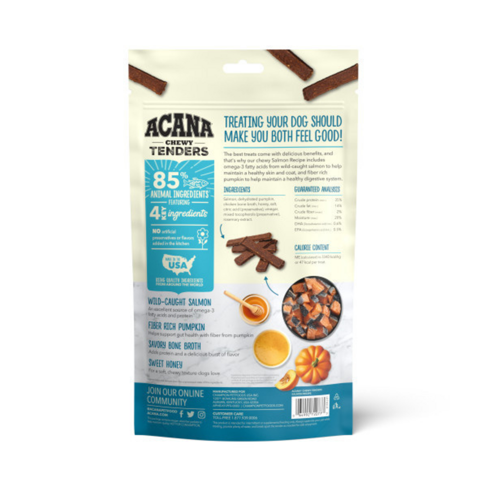 ACANA Chewy Tenders Salmon Dog Treats - Healthy Natural Soft Bites for Training & Rewarding Dogs - Perfect for Puppies & Adult Dogs at Home or Outdoors