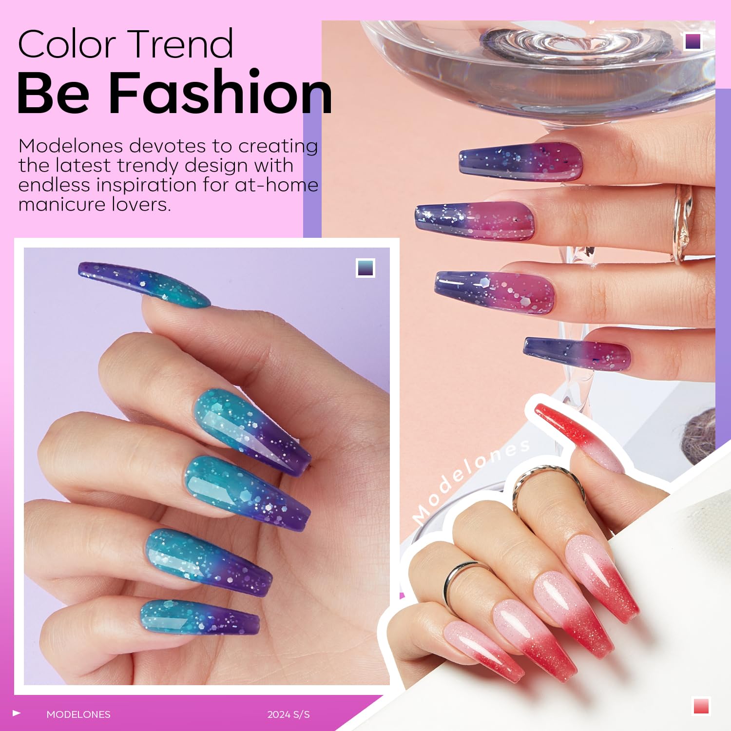 Modelones Gel Nail Polish Kit - 6 Colors Summer Collection (Pink, Green, White, Black) | Soak Off UV LED Nail Polish Set for DIY Manicure & Nail Art | Perfect for Salon, Home Use & Gift Giving | Great for Summer Nails, Parties, Weddings & Special Occasions