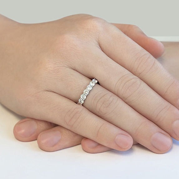 2.21 Carat Round Diamond Eternity Wedding Band Ring for Women - 14K White Gold Bridal Jewelry, Anniversary Gift, Proposal Engagement Ring for Her