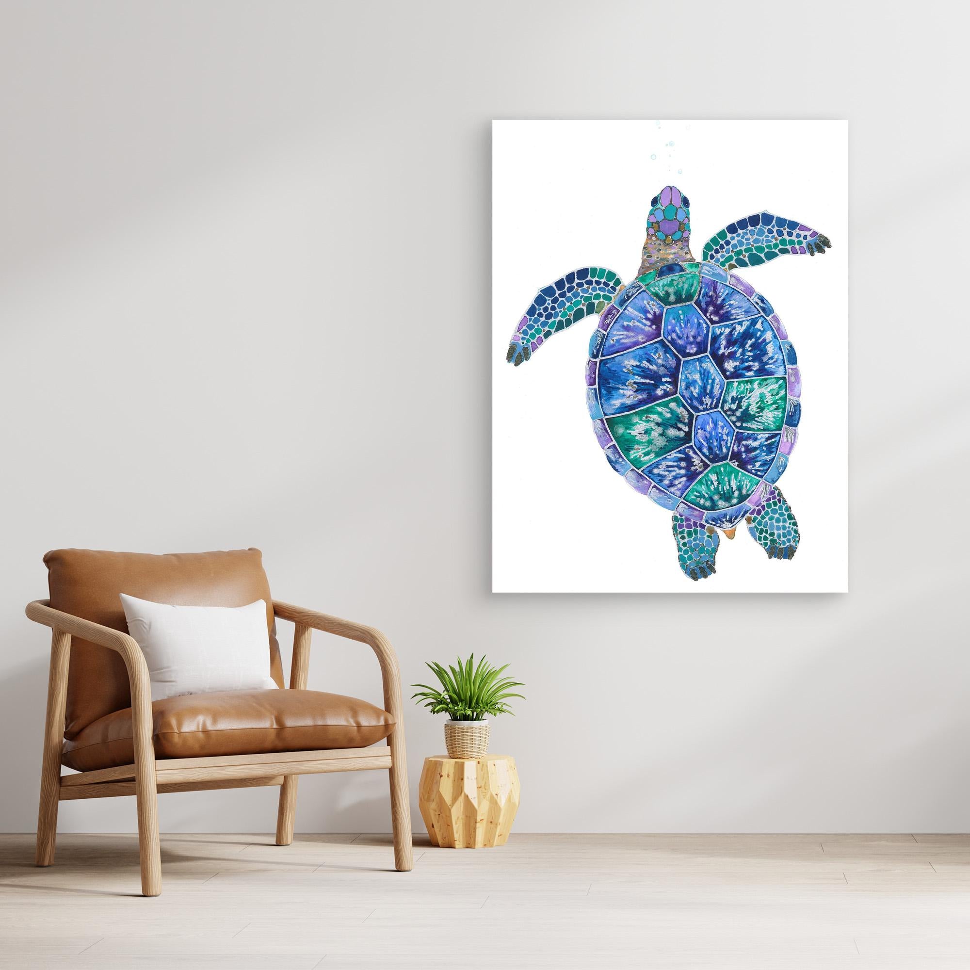 Blue Turtle Canvas Print by Isabelle Brent - Stunning Wall Art for Living Room, Bedroom & Office Decor