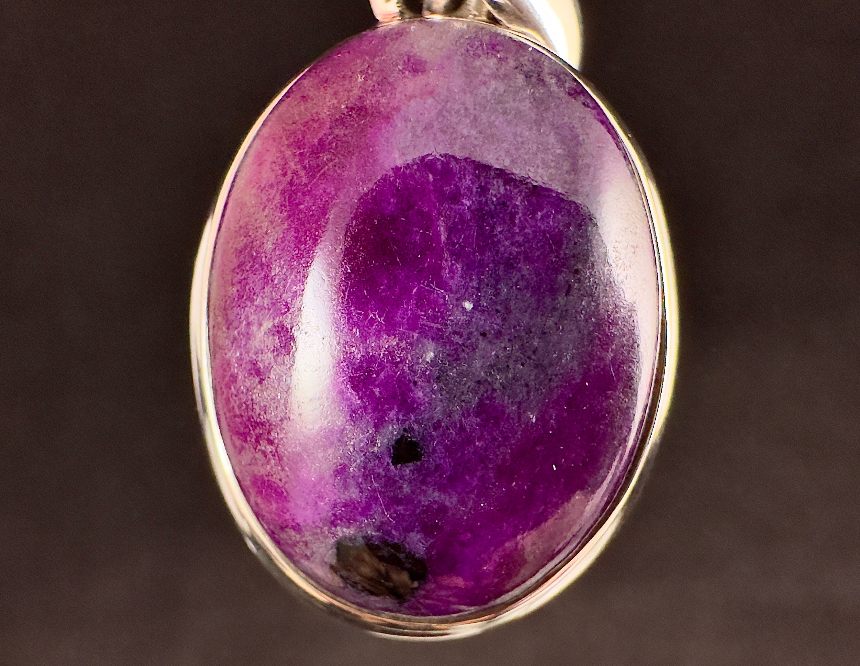Genuine Sugilite Crystal Pendant Necklace - Sterling Silver Oval Cabochon Healing Stone Jewelry for Women | Spiritual Healing, Chakra Balancing & Meditation Accessory