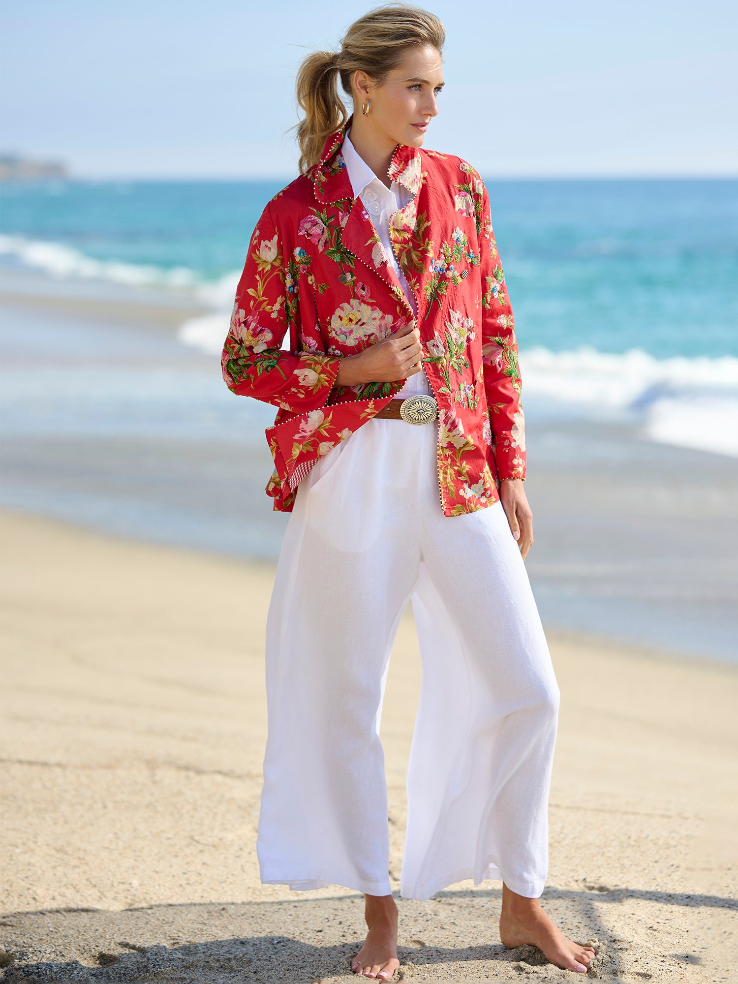Clea Linen Twill Pants for Women - Comfortable High-Waisted Wide Leg Trousers for Summer, Office & Casual Wear