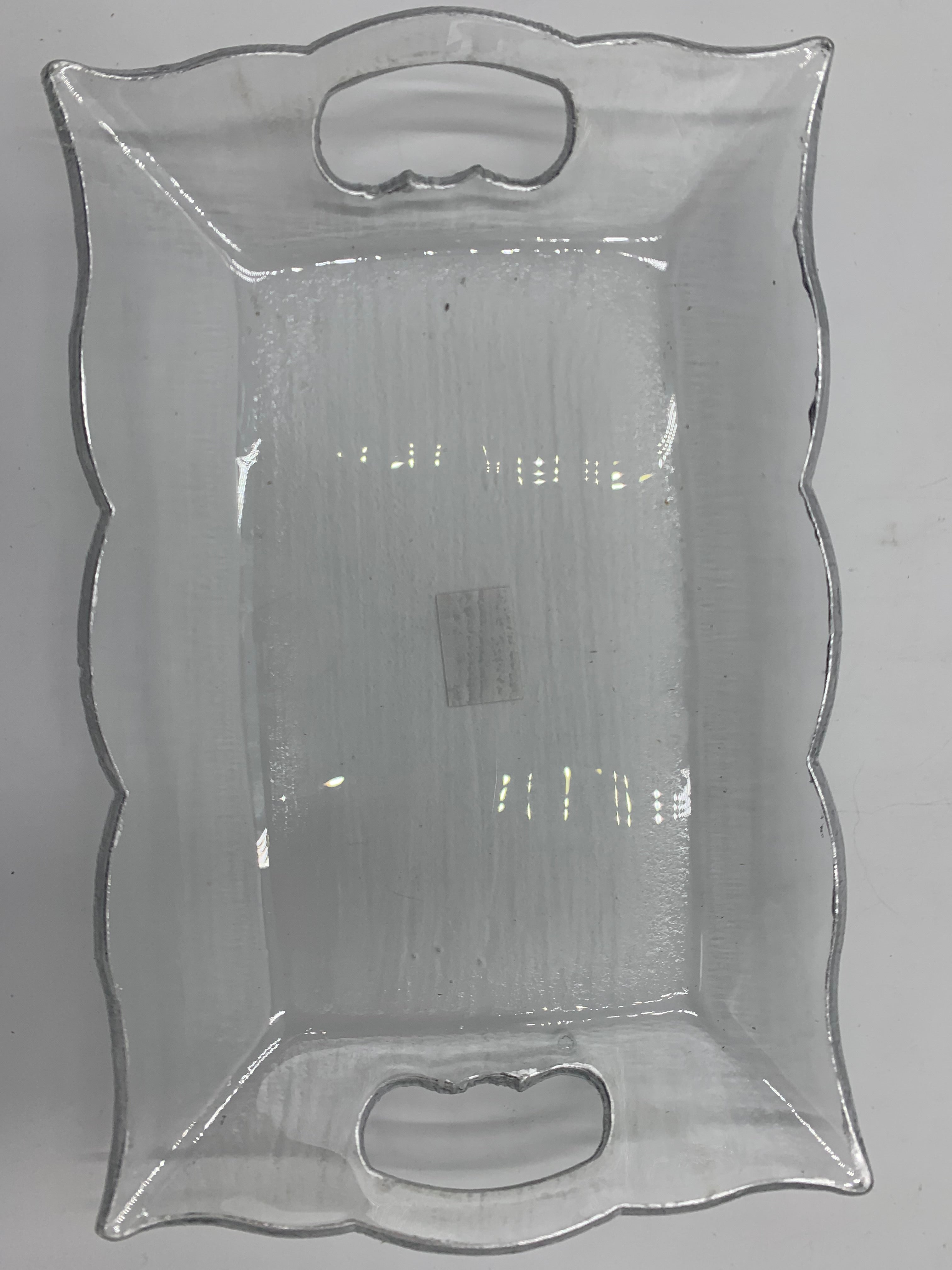 11.5x7.25 Inch Silver Rim Rectangular Glass Plate - Elegant Serving Tray for Dining, Desserts, and Home Decor
