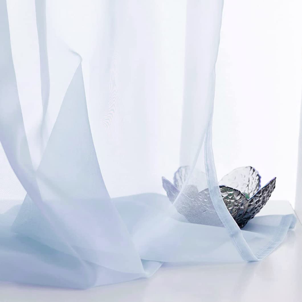 Baby Blue Sheer Voile Curtains 84 Inches Long - Light Filtering Window Drapes for Bedroom, Living Room & Kids Room - Rod Pocket Design (52x84 Inches, Set of 2 Panels) - Perfect for Soft Lighting & Privacy in Nurseries, Teen Rooms & Cozy Spaces