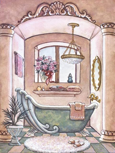 Diamond Painting Kit for Bathroom Decor - Full Round Drill Rhinestone Mosaic Art (12x16 Inch) | DIY Bathtub Wall Art, Cross Stitch Craft Gift | Perfect for Home Decoration, Relaxation & Stress Relief