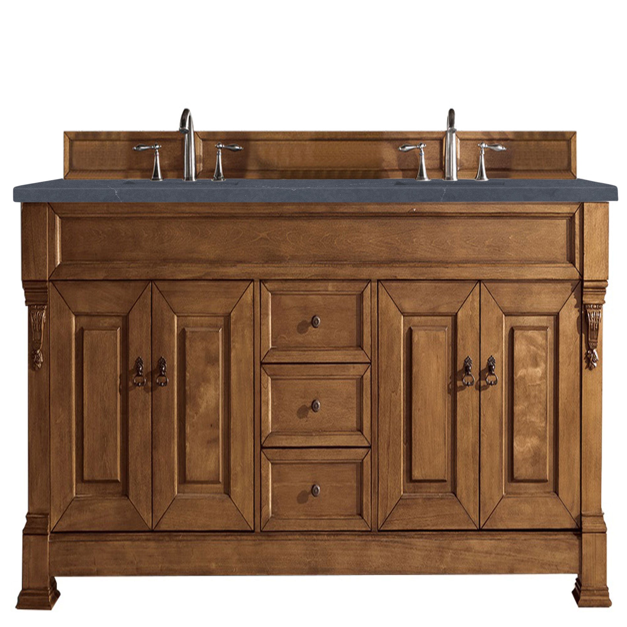 Brookfield 72-Inch Double Bathroom Vanity with Country Oak Finish & 3CM Charcoal Soapstone Quartz Countertop - Perfect for Master Bathroom Renovation and Modern Home Upgrade