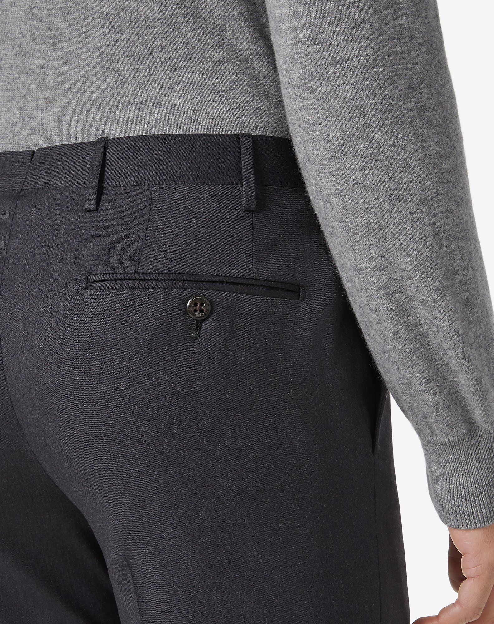 Corneliani Men's Regular Fit Charcoal Dress Pants - Classic Business Casual Trousers for Office, Meetings & Formal Events