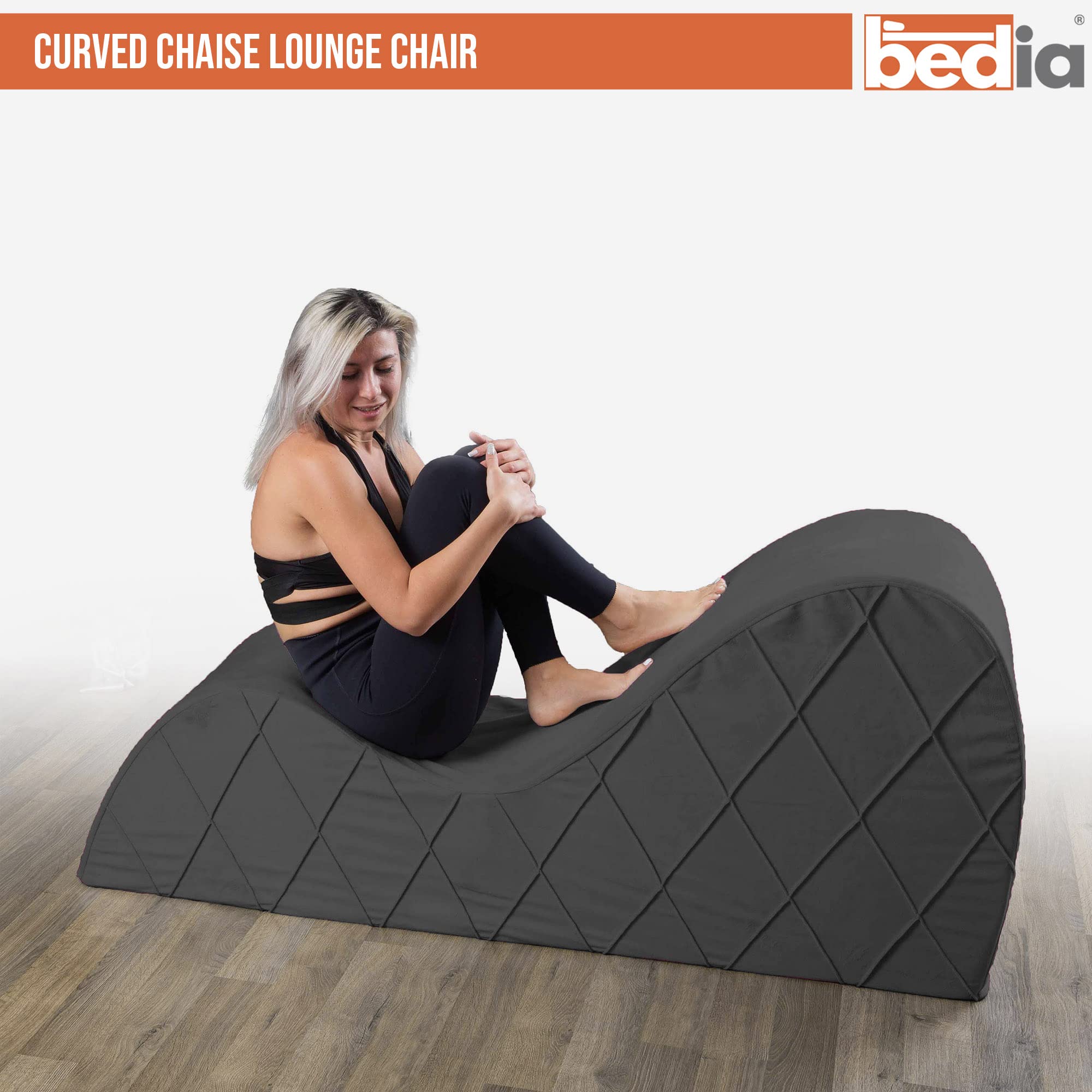 Premium Curved Chaise Lounge Chair - Dark Grey Yoga & Stretching Chair for Home, Office & Spa - Perfect for Meditation, Relaxation & Comfortable Lounging
