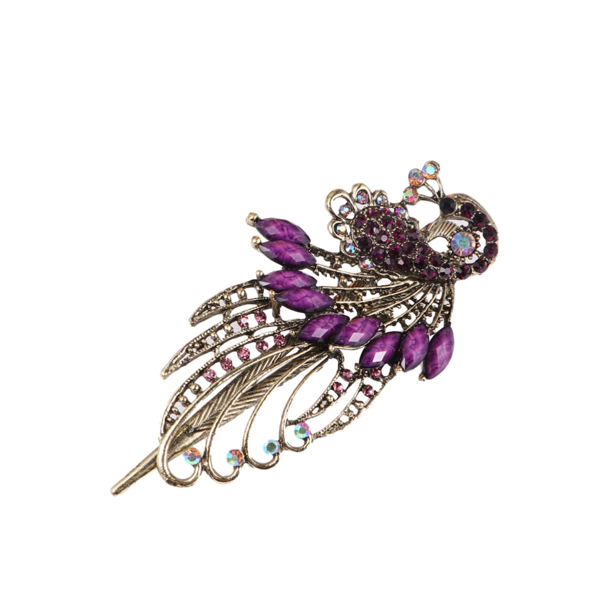 FRCOLOR Rhinestone Peacock Hair Clips - Vintage French Metal Hair Barrettes for Women, Wedding Hair Accessories, Retro Fashion Hair Holders (Perfect for Bridal, Prom, Parties & Special Occasions)